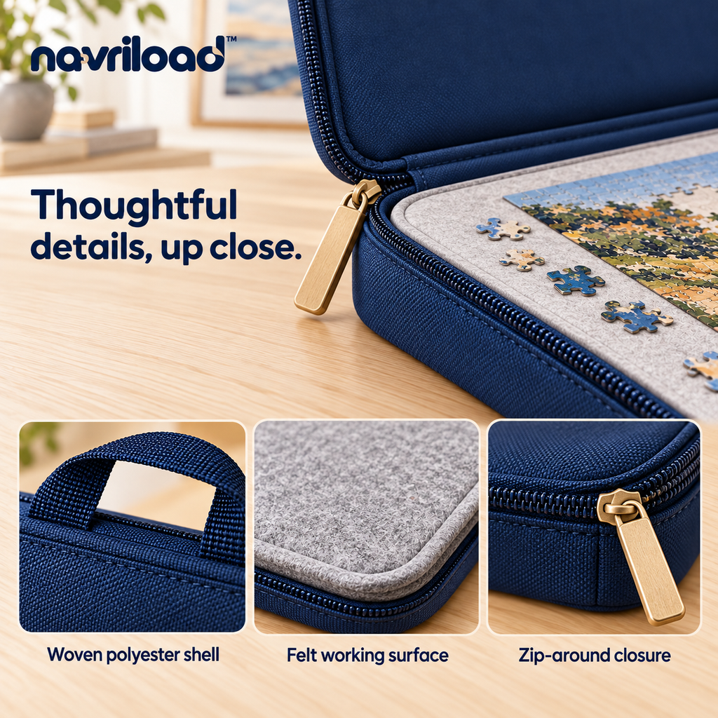 navriload™ FolioCarry Portable Puzzle Case — 30 × 22-Inch Jigsaw Puzzle Board, Zippered Storage Portfolio & Carry Handles