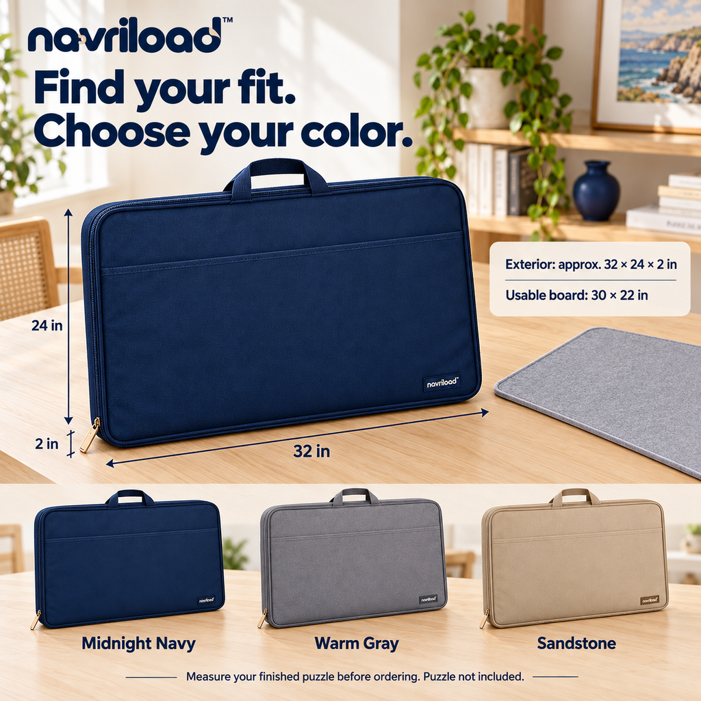 navriload™ FolioCarry Portable Puzzle Case — 30 × 22-Inch Jigsaw Puzzle Board, Zippered Storage Portfolio & Carry Handles