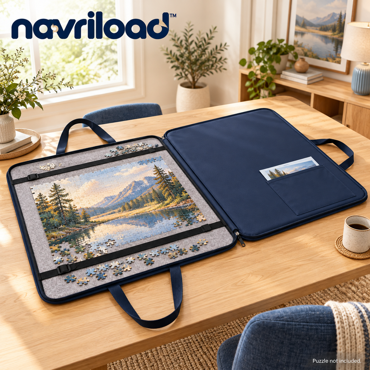 navriload™ GrandFolio Large Puzzle Carry Case — 36 × 26-Inch Removable Jigsaw Board, Storage Portfolio & Cover