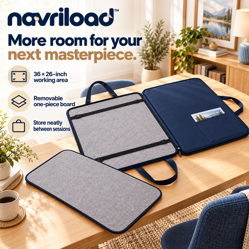 navriload™ GrandFolio Large Puzzle Carry Case — 36 × 26-Inch Removable Jigsaw Board, Storage Portfolio & Cover