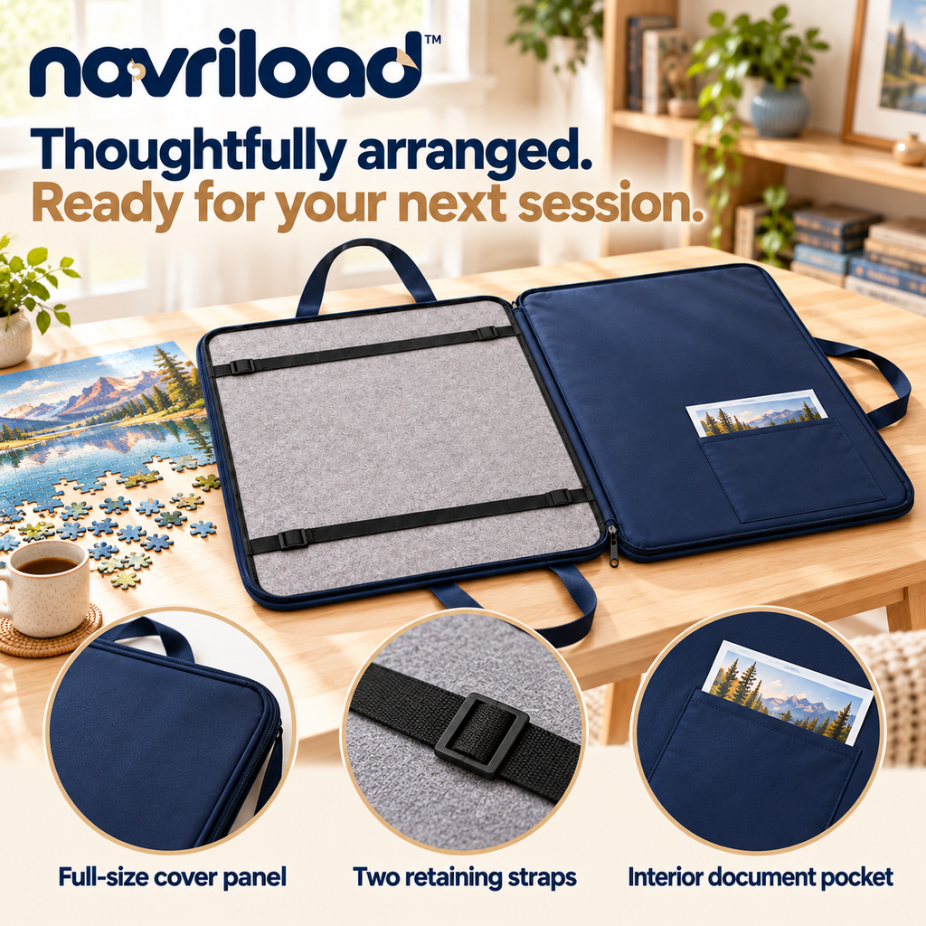 navriload™ GrandFolio Large Puzzle Carry Case — 36 × 26-Inch Removable Jigsaw Board, Storage Portfolio & Cover