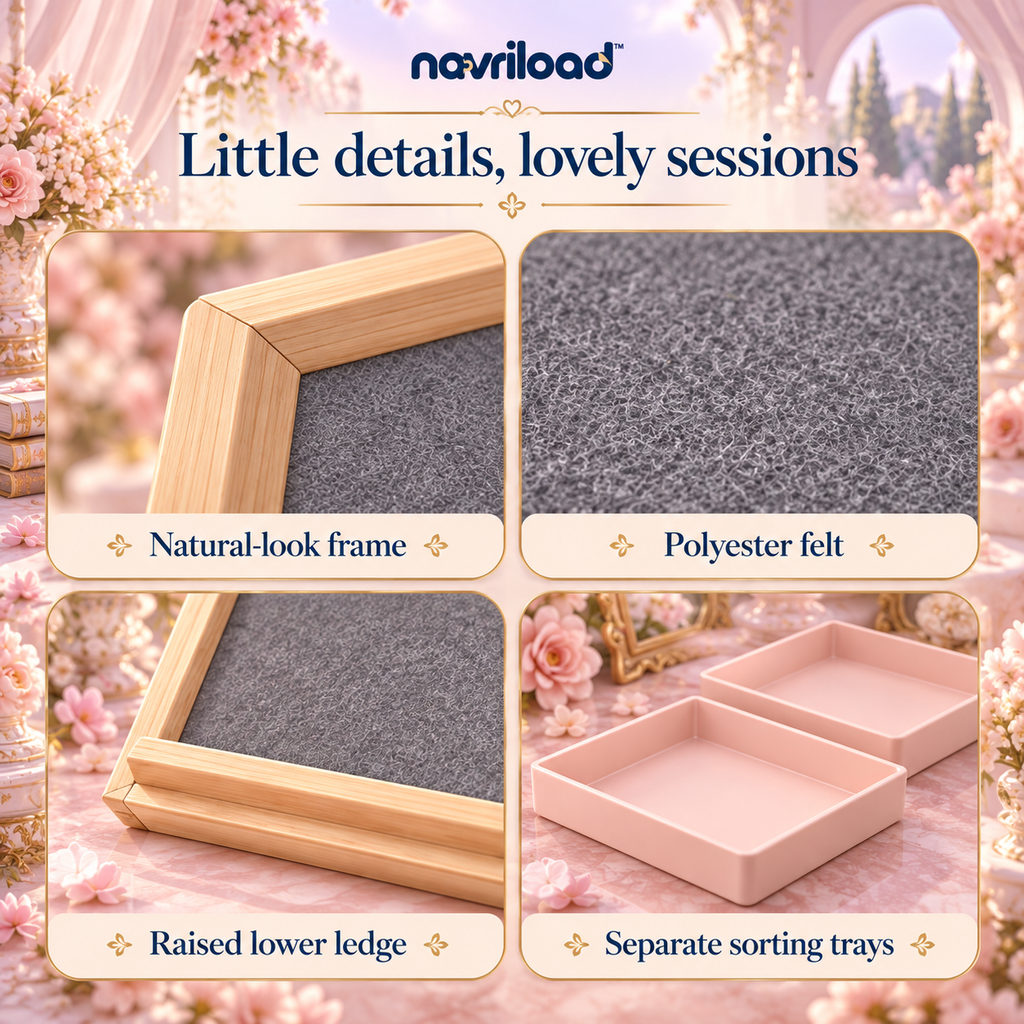 navriload™ AngleNest Adjustable Puzzle Board — Tilting Jigsaw Puzzle Easel with Felt Surface, 2 Sorting Trays & Cover