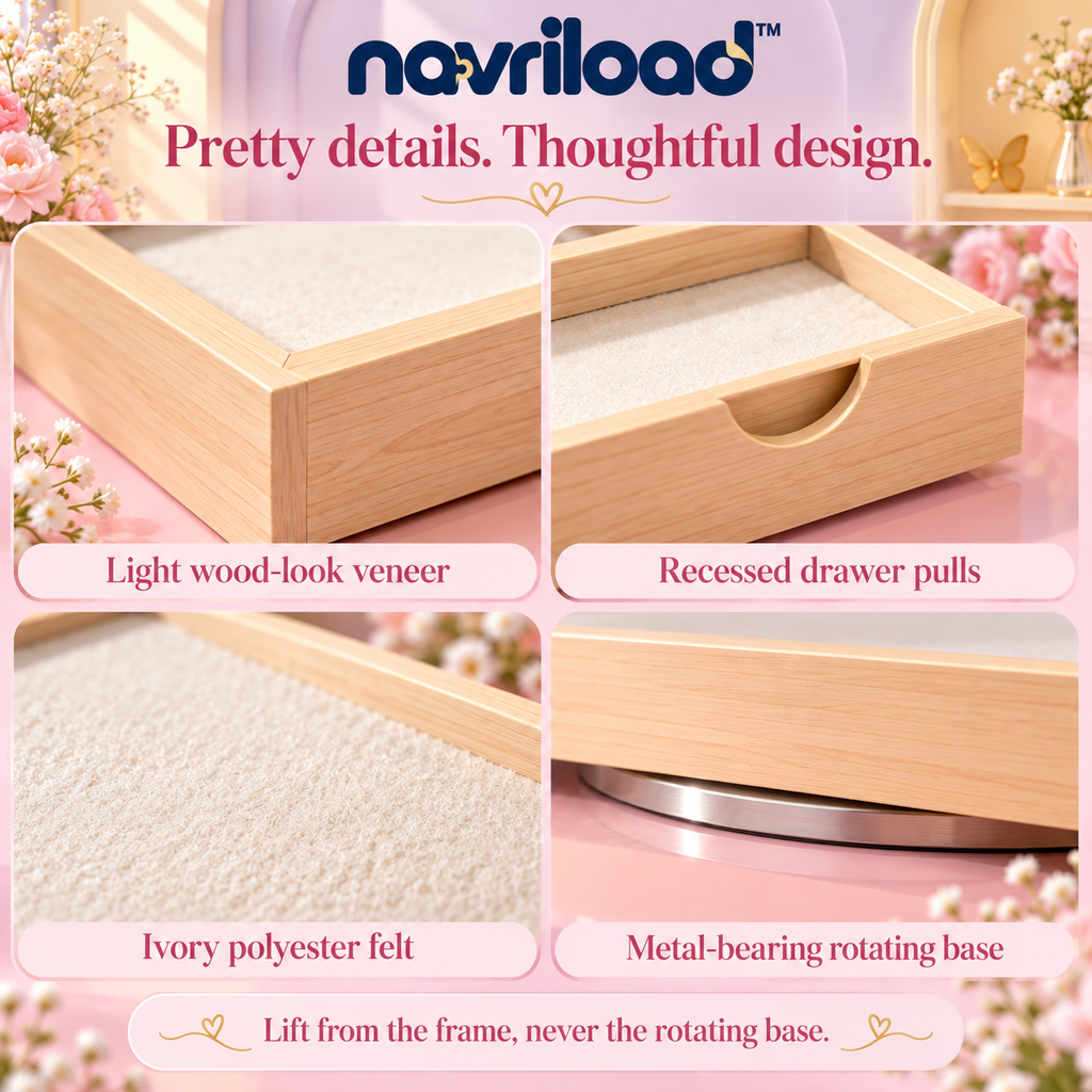 navriload™ TurnNest Rotating Puzzle Board — 34 × 25-Inch Jigsaw Tabletop Organizer with 4 Drawers & Cover
