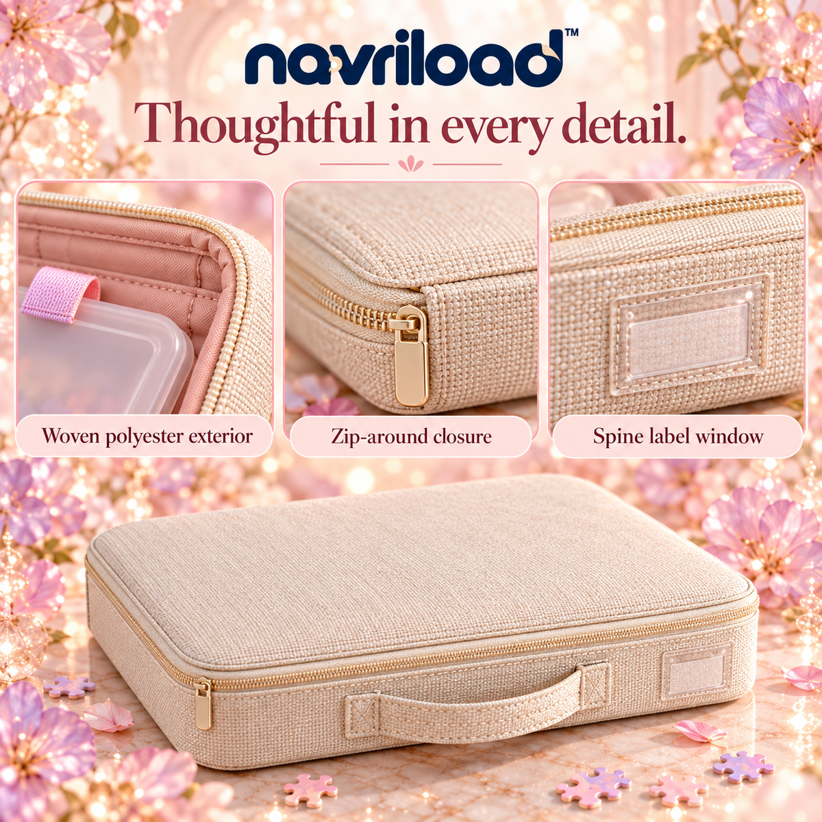 navriload™ SortBook Puzzle Sorting Portfolio — Fold-Out Jigsaw Organizer with 6 Removable Lidded Trays