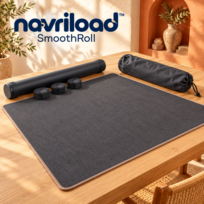 navriload™ SmoothRoll Puzzle Mat Kit — 40 × 28-Inch Fabric-Top Roll-Up Jigsaw Mat with Rubber Backing & Storage Tube