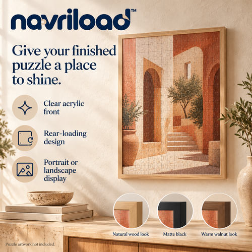 navriload™ GalleryFinish Puzzle Frame — 20 × 27-Inch Wall Display with Clear Acrylic Front & Rear-Loading Back