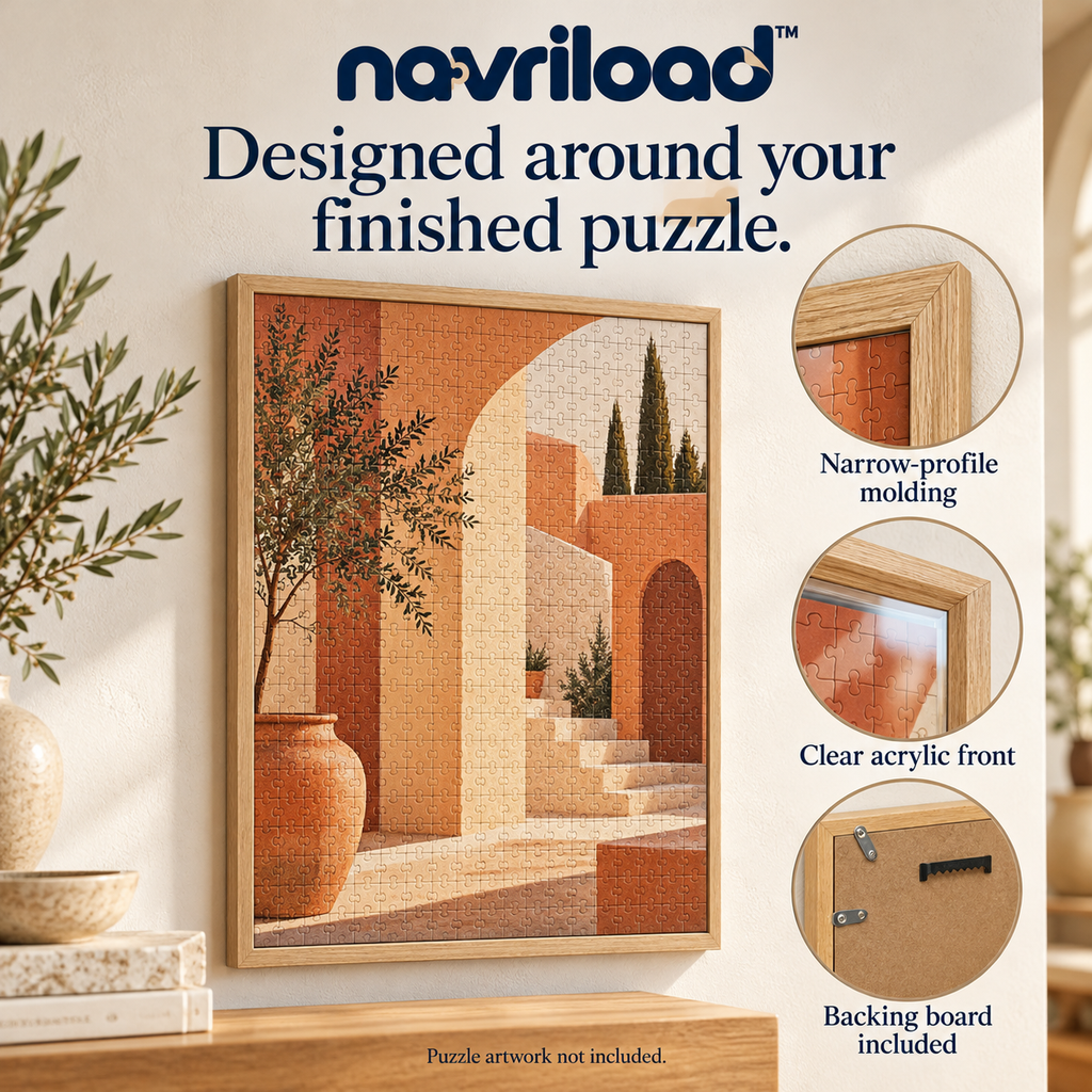 navriload™ GalleryFinish Puzzle Frame — 20 × 27-Inch Wall Display with Clear Acrylic Front & Rear-Loading Back