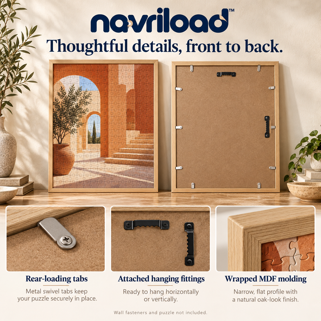 navriload™ GalleryFinish Puzzle Frame — 20 × 27-Inch Wall Display with Clear Acrylic Front & Rear-Loading Back