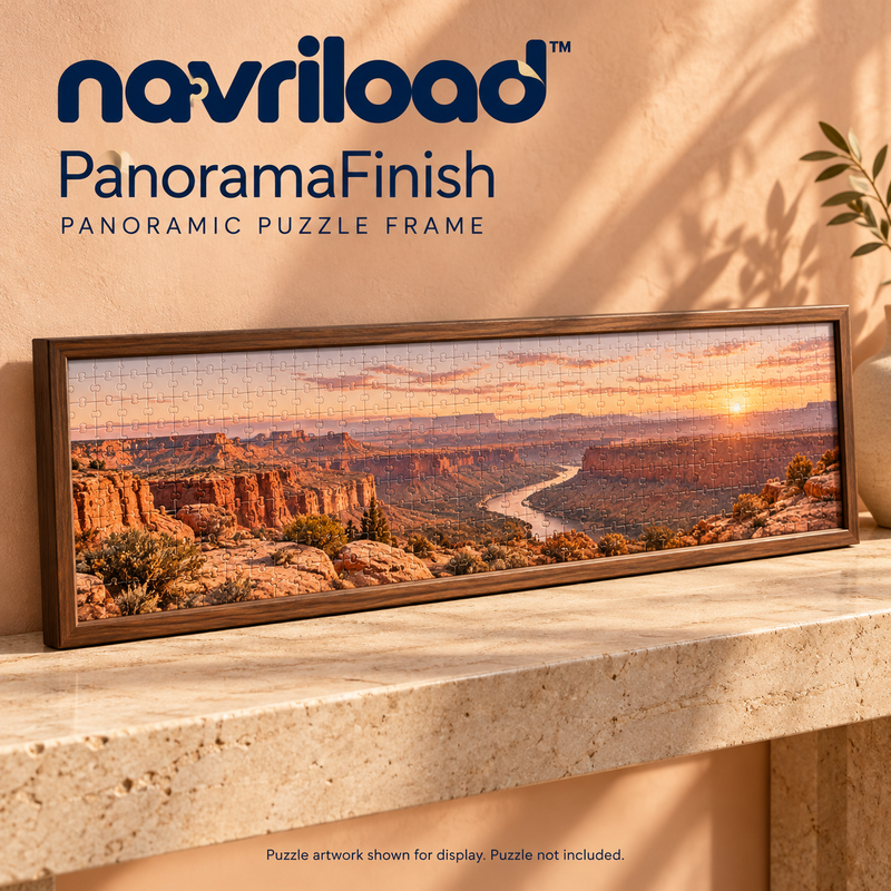 navriload™ PanoramaFinish Puzzle Frame — 13 × 39-Inch Panoramic Jigsaw Display with Acrylic Front & Wall Hangers